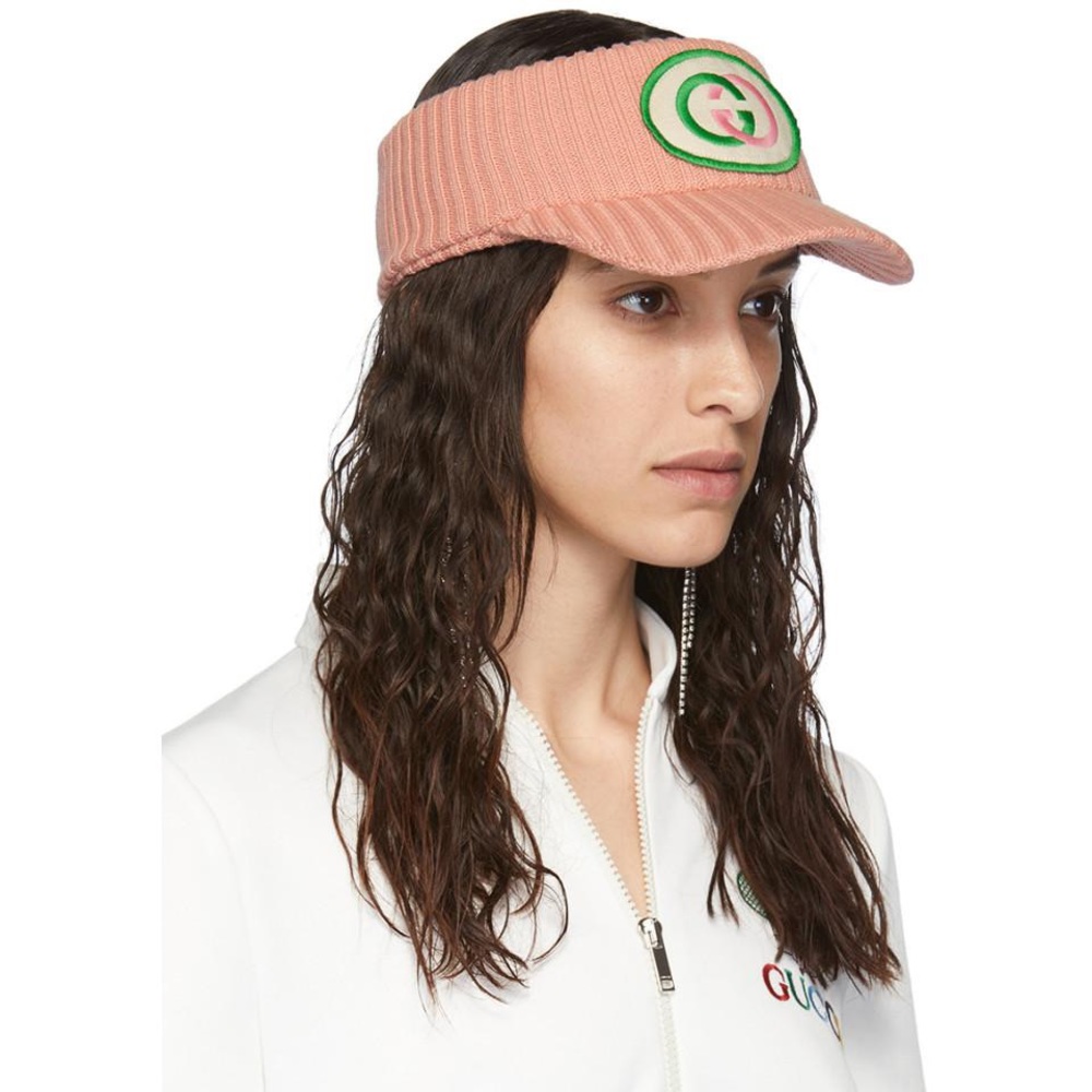 gucci interlocking gg logo knit wool visor hat